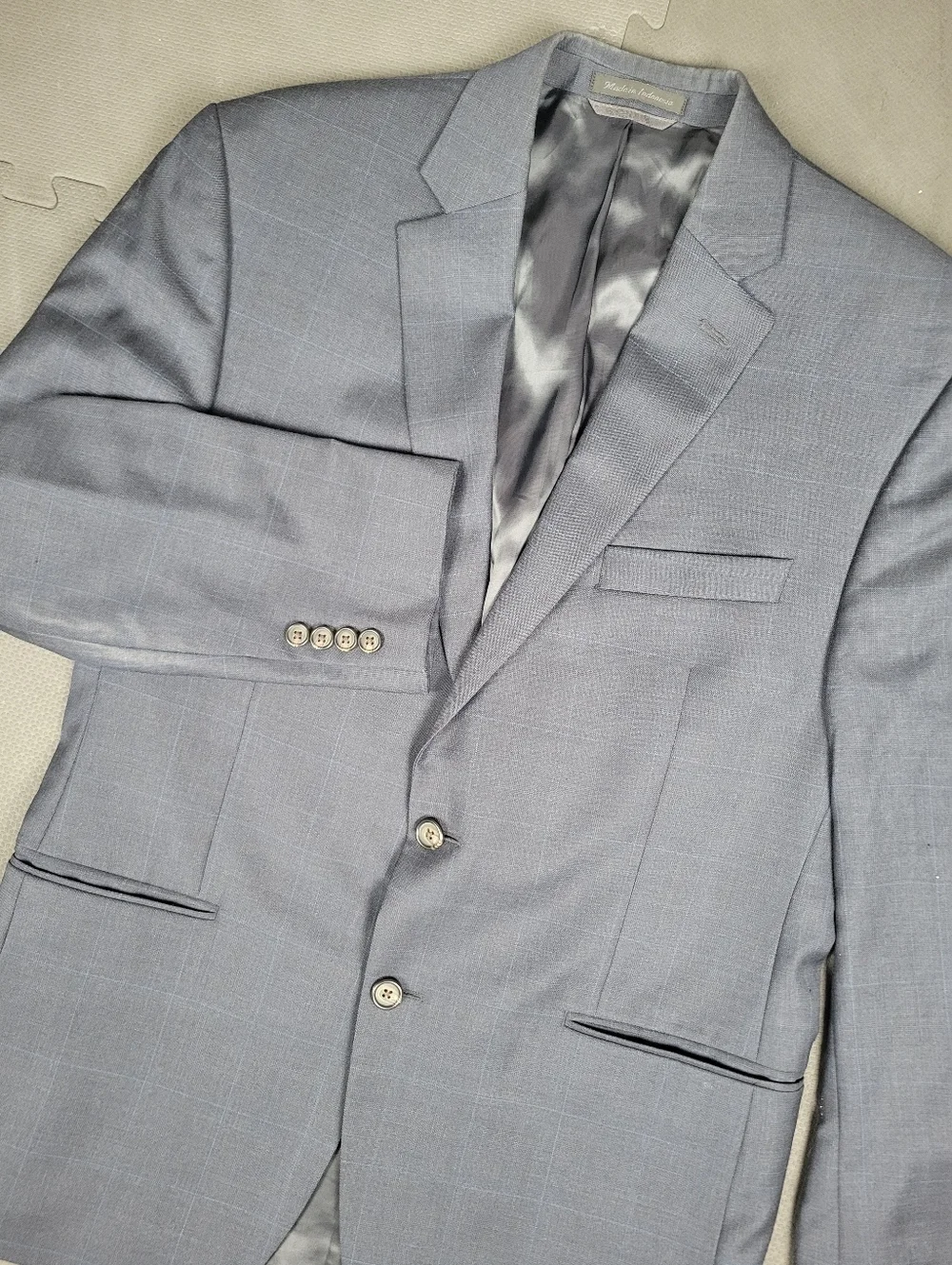 Lauren Ralph Lauren Windowpane Blazer Jacket Mens 40R Blue 100% Wool Sport Coat